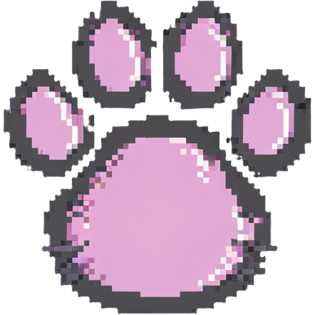 cat paw with pink paw pads, pixelated emoji