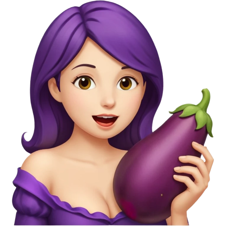 Девушка с большой грудью берет в рот баклажан emoji