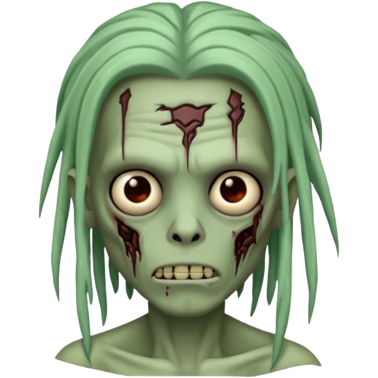 make a zombie boy emoji (headshot only) that has long black locs  and some facial scars emoji
