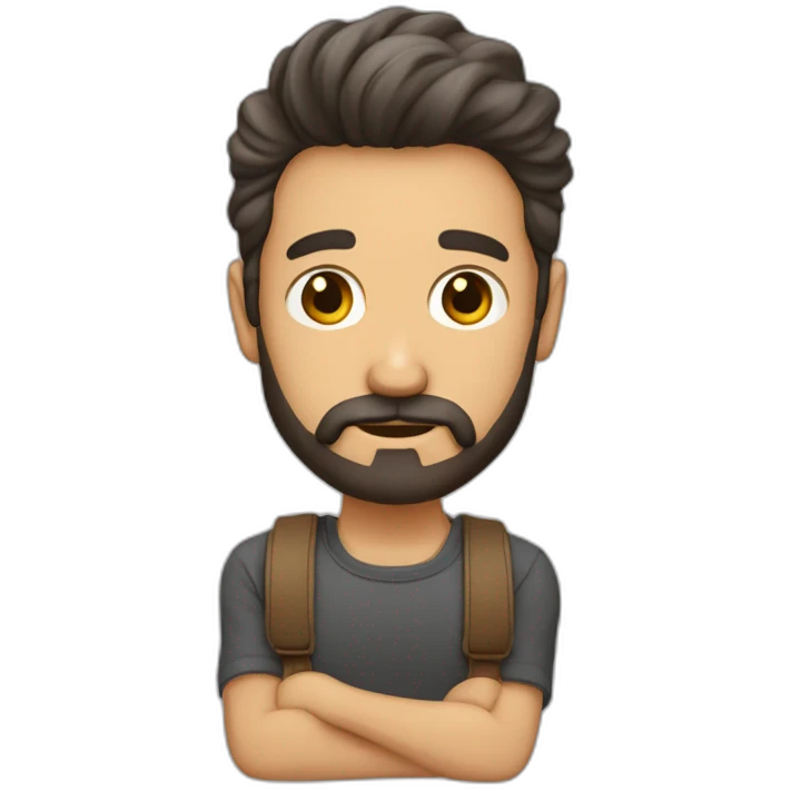 Hombre piel clara, barba rojiza, pelo moreno, frente muy amplia emoji