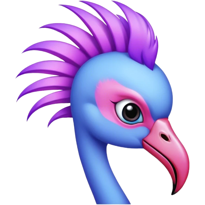 a blue flamingo fairy with a purple mohawk emoji