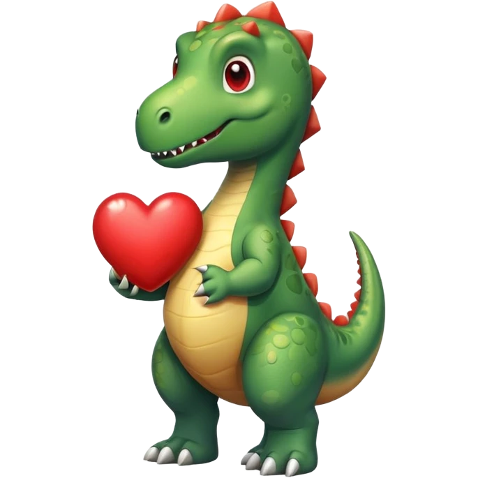 dinosaur holding a heart emoji