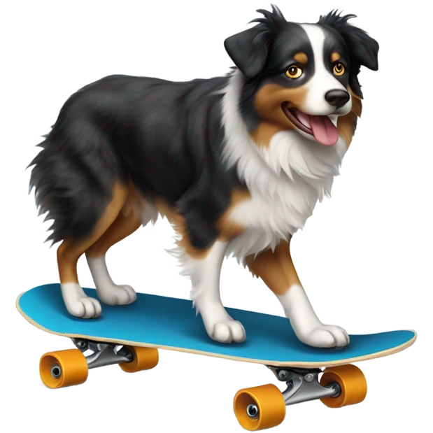 Australian Shepherd riding a skateboard  emoji