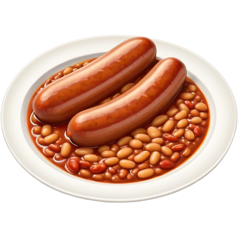 Sausage with baked beans on one plate emoji