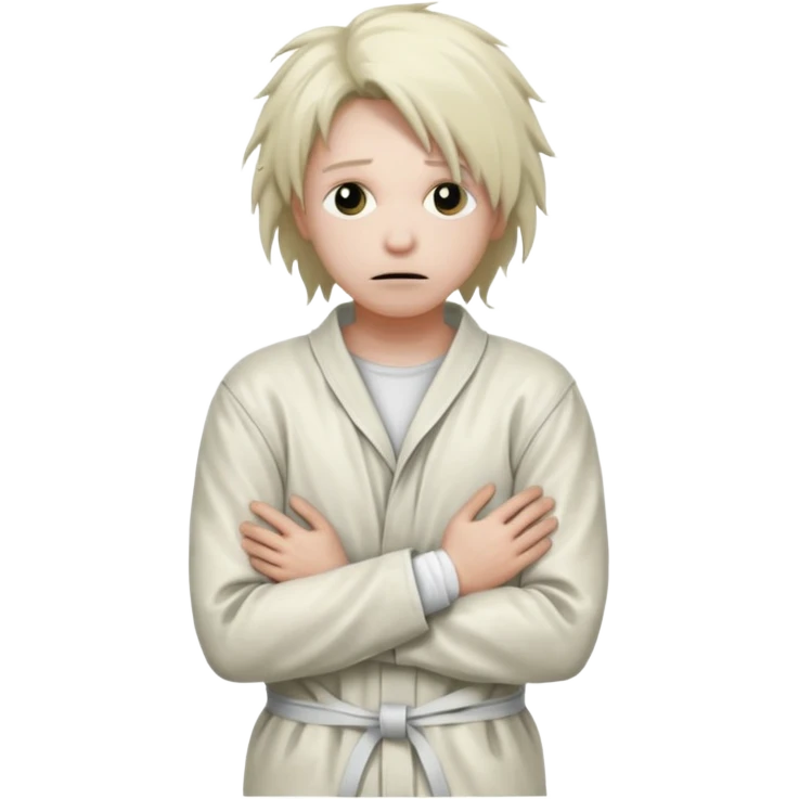 Пациент психиатрической больницы в смирительной рубашке, руки связаны за спиной emoji