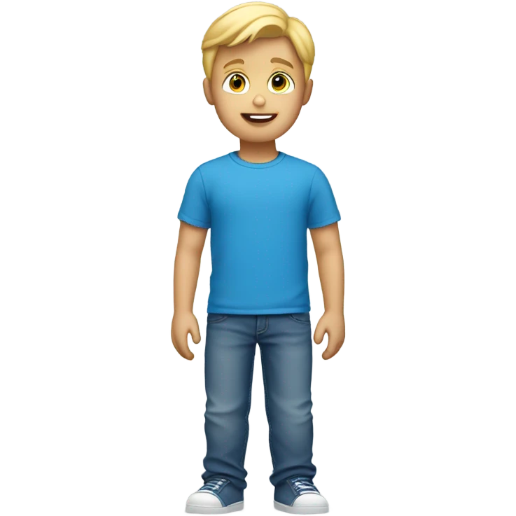 blond gay boy with blue t shirt and blue jeans emoji