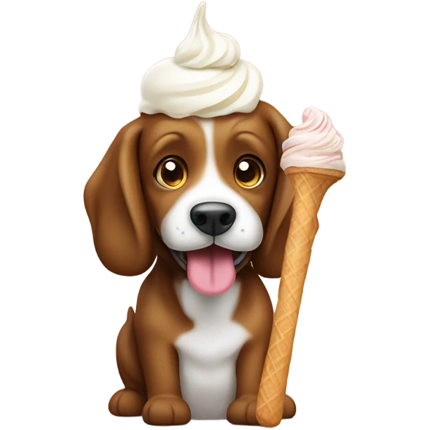 Cane bassotto che mangia gelato emoji