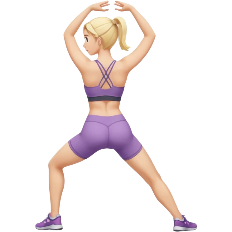 fullbody busty blonde woman cartoon emoji style back view twisting or stretching SFW no nudity emoji