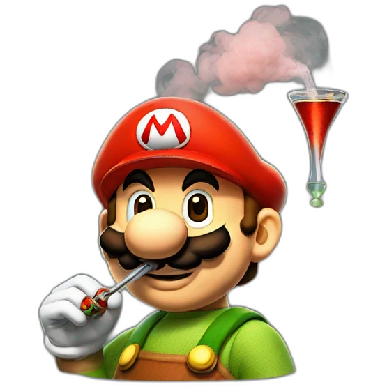 super mario with a shisha emoji