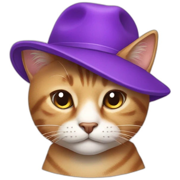cat with hat and purple cap emoji
