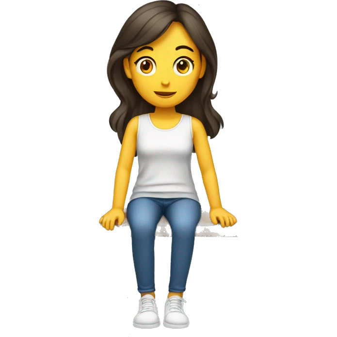A sitting girl with thin slim crossed legs emoji