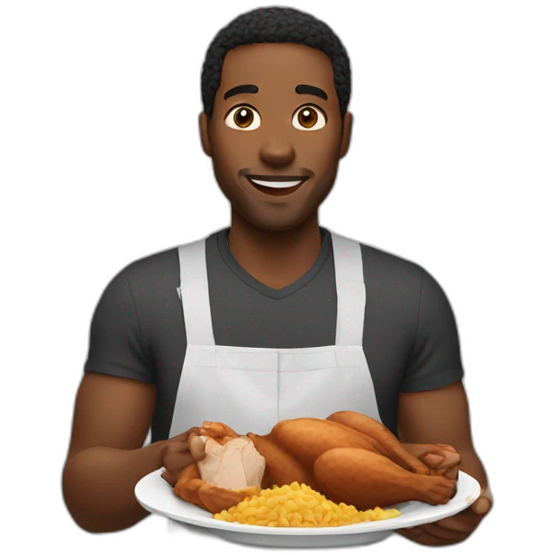 a black men eating chicken emoji