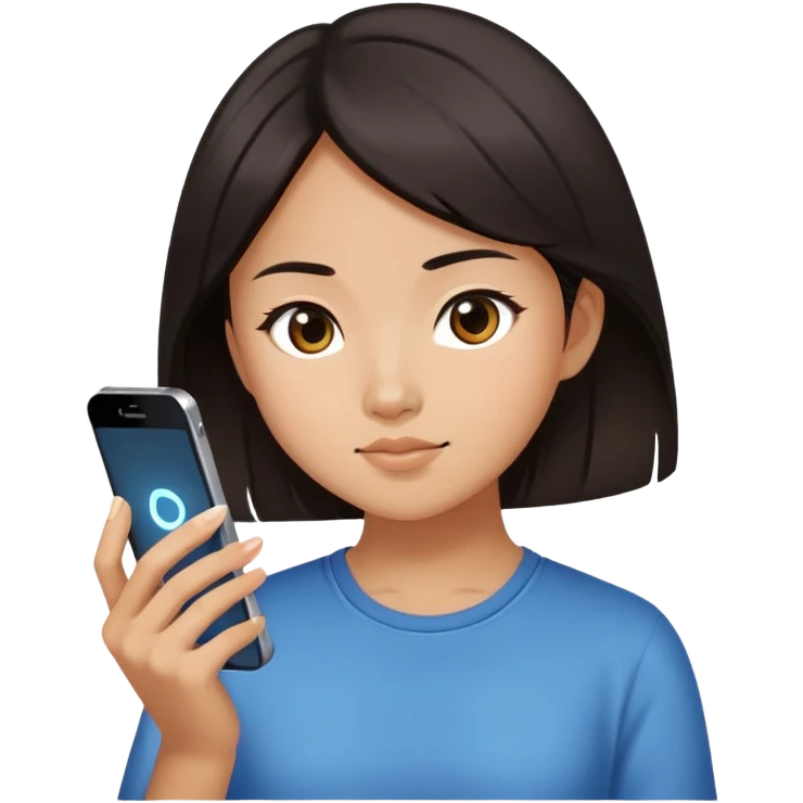  A chinese girl looking at her charging phone emoji