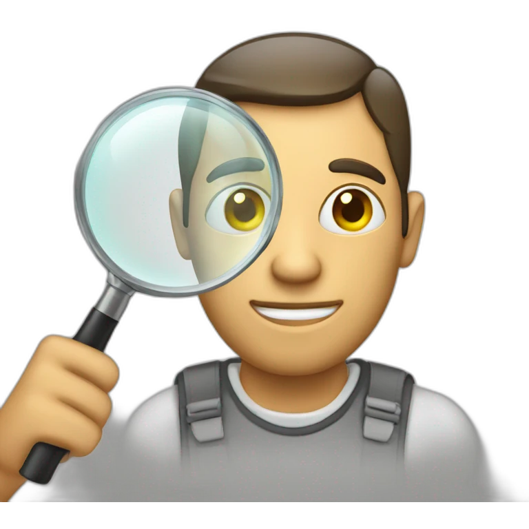 man with see through magnifying glass emoji