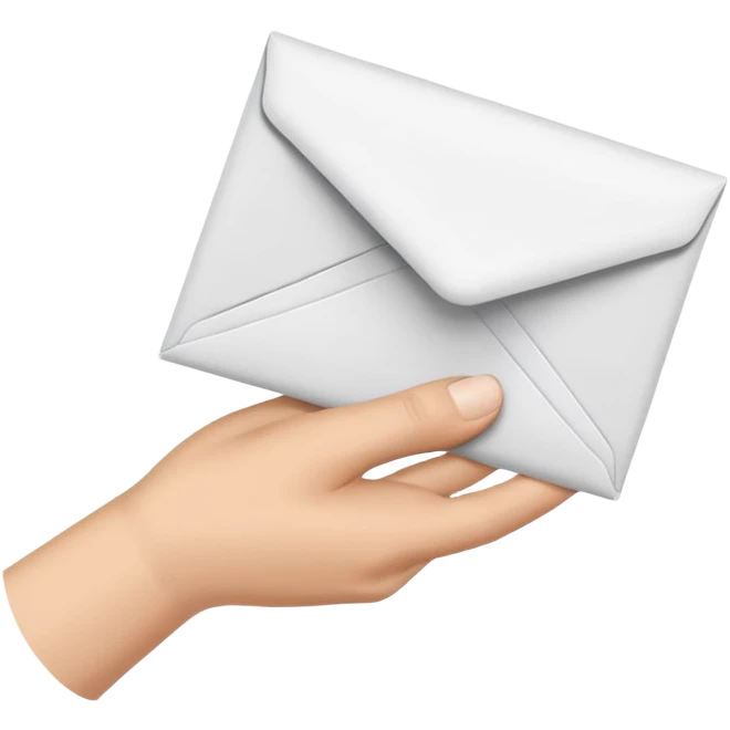 a hand with a finger holding a stack of mail or envelopes emoji