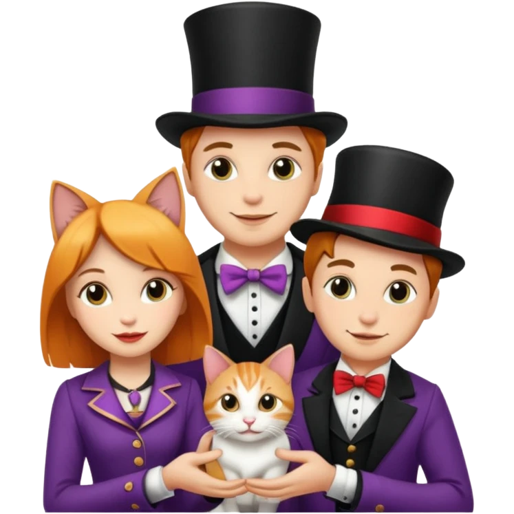 magician couple and their pet cat emoji