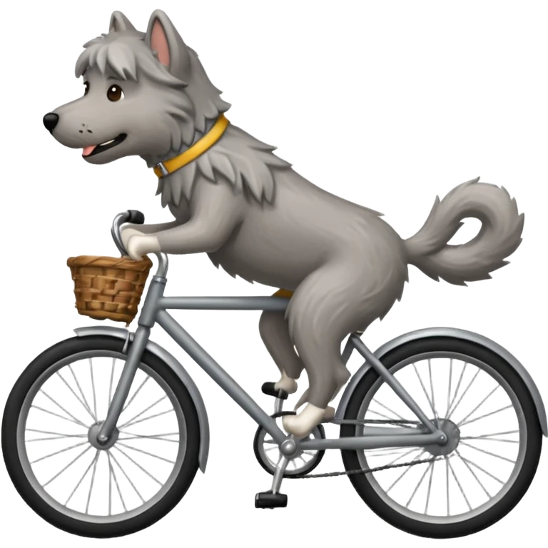 Gray shaggy dog on a bike emoji