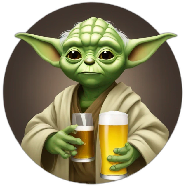 Yoda drinking beer emoji