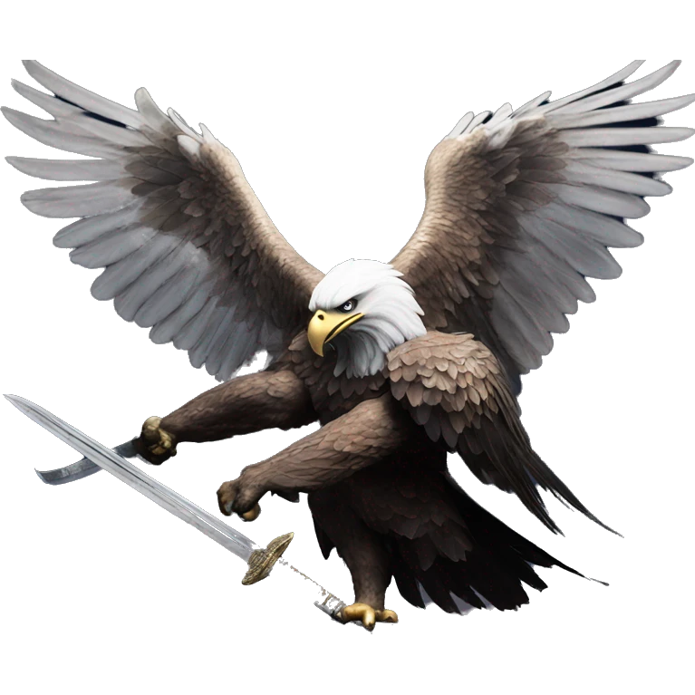 photo of a very muscular eagle holding a sword under the moonlight with the words bjk in the background emoji