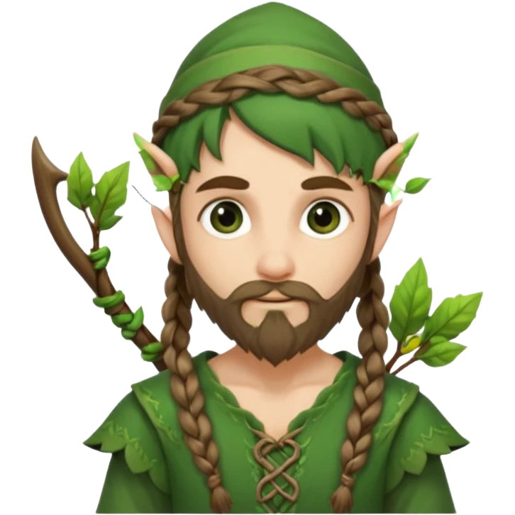 Forest elf with braided beard and bow emoji