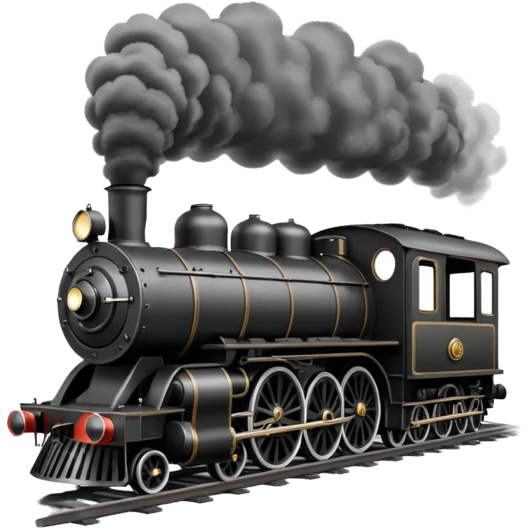 an old-fashion steam train seen head-on as it moves down the tracks emoji