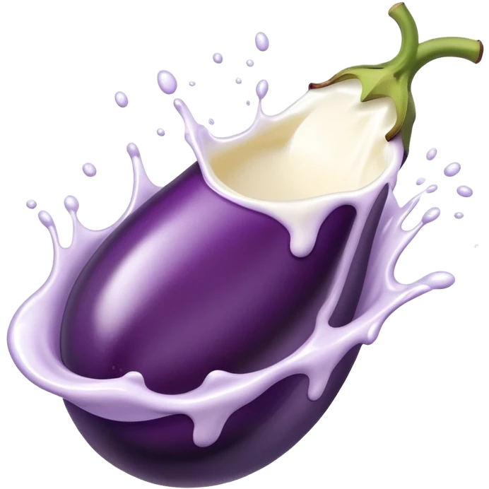 Aubergine in the half peach splashing milk emoji