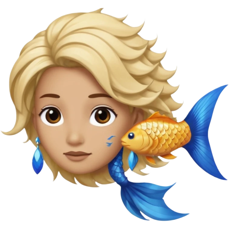 earring  wearing fish with hair emoji