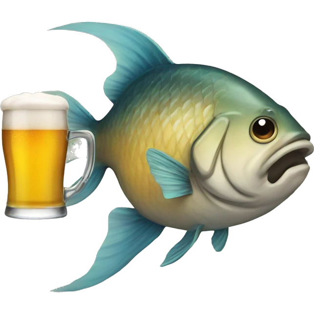 Fish drinking a beer emoji