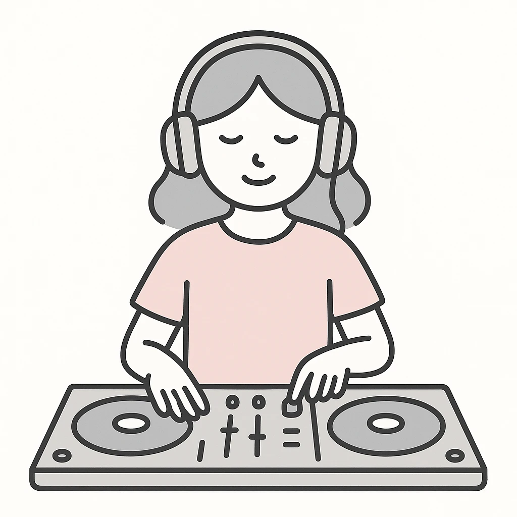 girl playing DJ set emoji