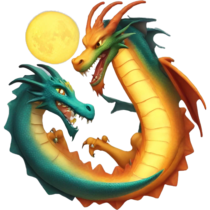 sun dragon and moon dragon friends emoji