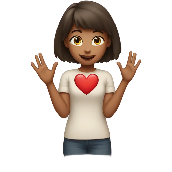 girl making love heart with hands emoji