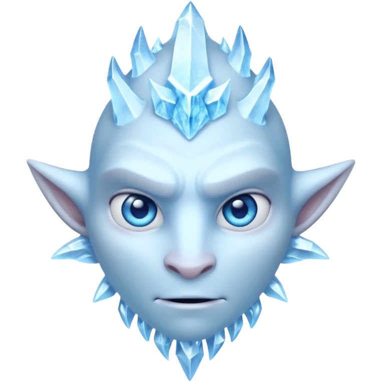 ice creature portrait, head and shoulders only, frozen crystal skin, glowing blue eyes, frost aura, sharp icy textures, fantasy winter vibe, 3D cartoon, mobile game icon style, clean background, no text, no watermark
 emoji