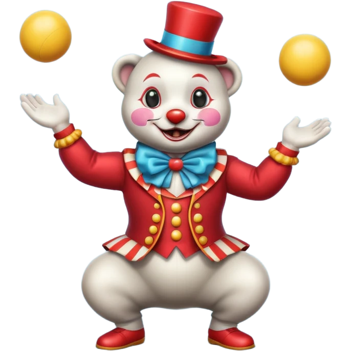 a Circus clown cute seal juggling two metal ball emoji