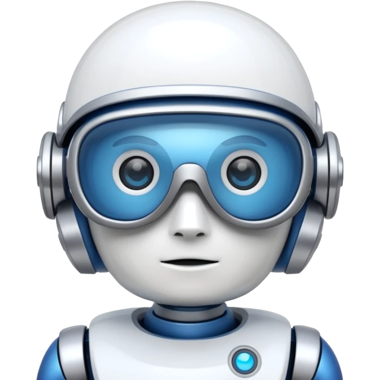 blue and white astrobot with copilot glasses emoji