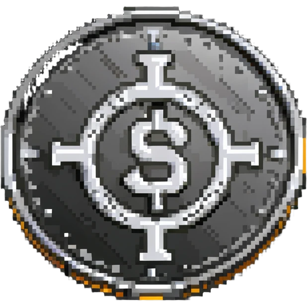 A silver coin with S.R symbols engraved prominently emoji