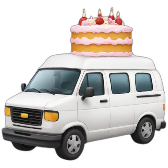 van with a birthday cake emoji