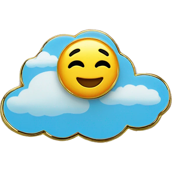 Colorful gold enamel pin sky blue background emoji