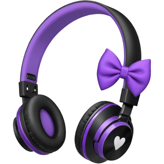 headphones with bow on the right side black and purple  emoji