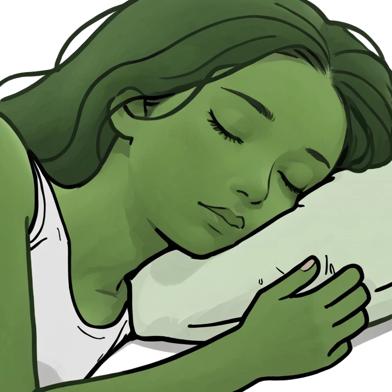 Girl with black hair sleeping on her bed emoji