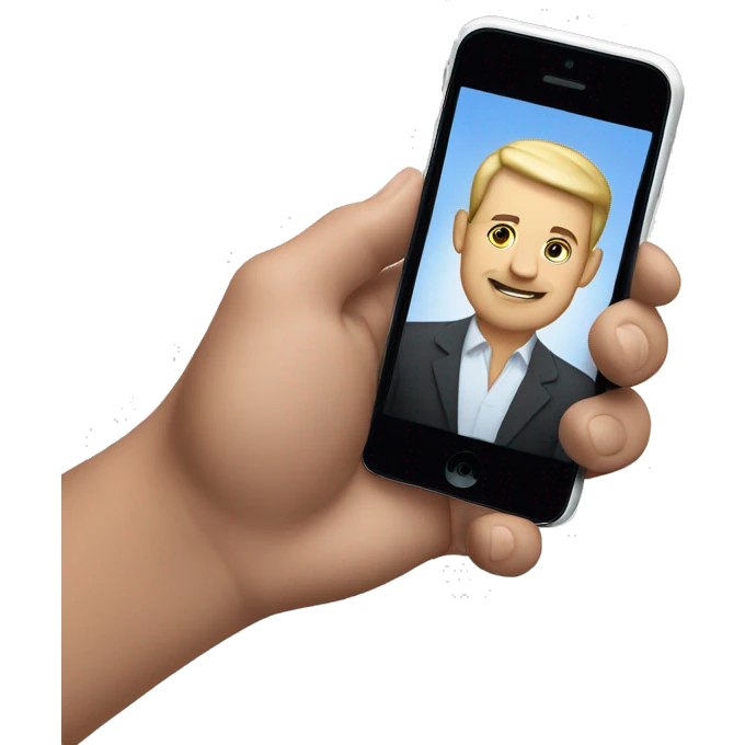 iPhone in a white man's hand emoji