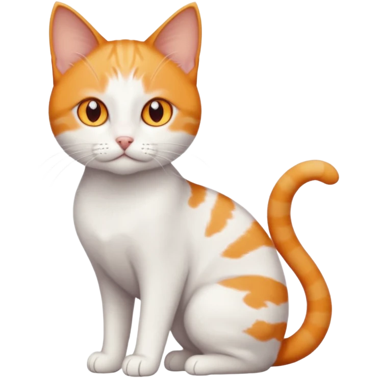 full body small short hair ginger and white cat with orange eyes  emoji