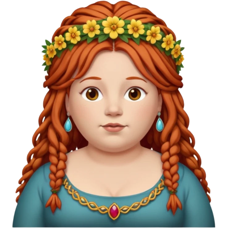 fat redhead woman with dreadlocks and floral tiara emoji