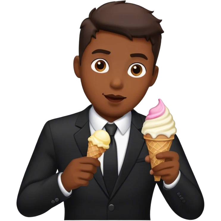 Man in black suit eating ice cream  emoji