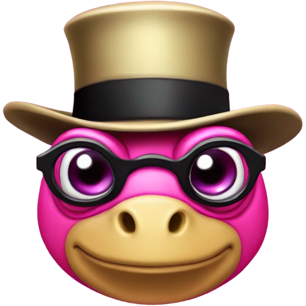 Hot pink turtle with a monocle and top hat  emoji