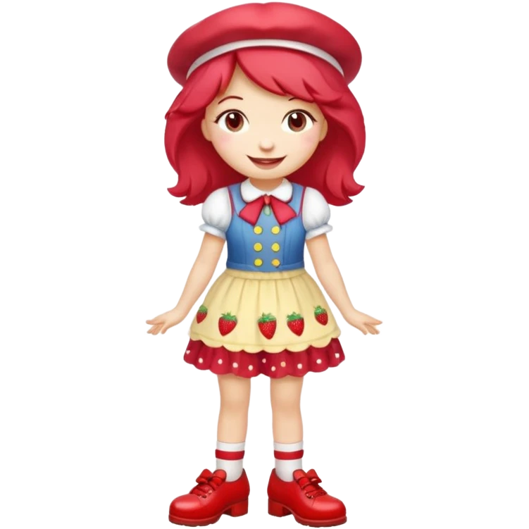 pretty and cute realistic modern day strawberry shortcake full body with red shoes emoji emoji