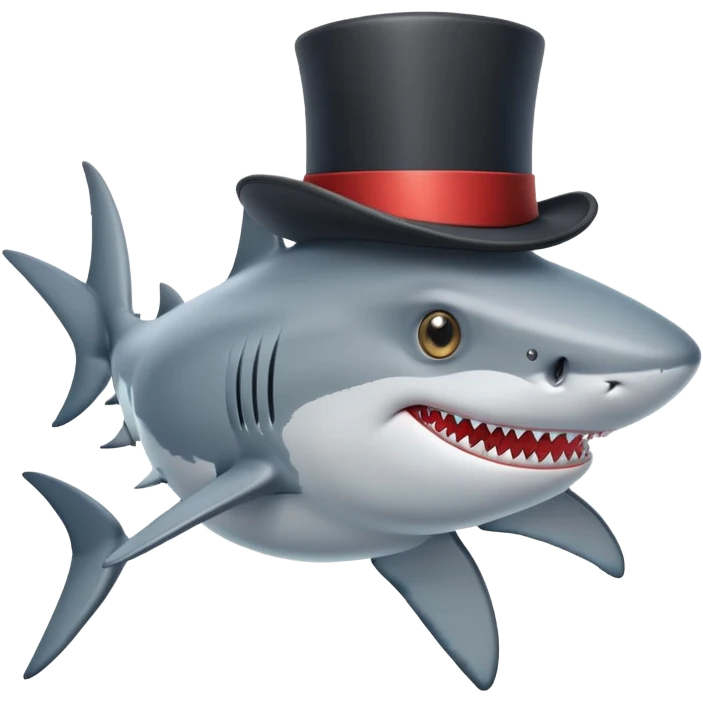 Shark with a top hat emoji