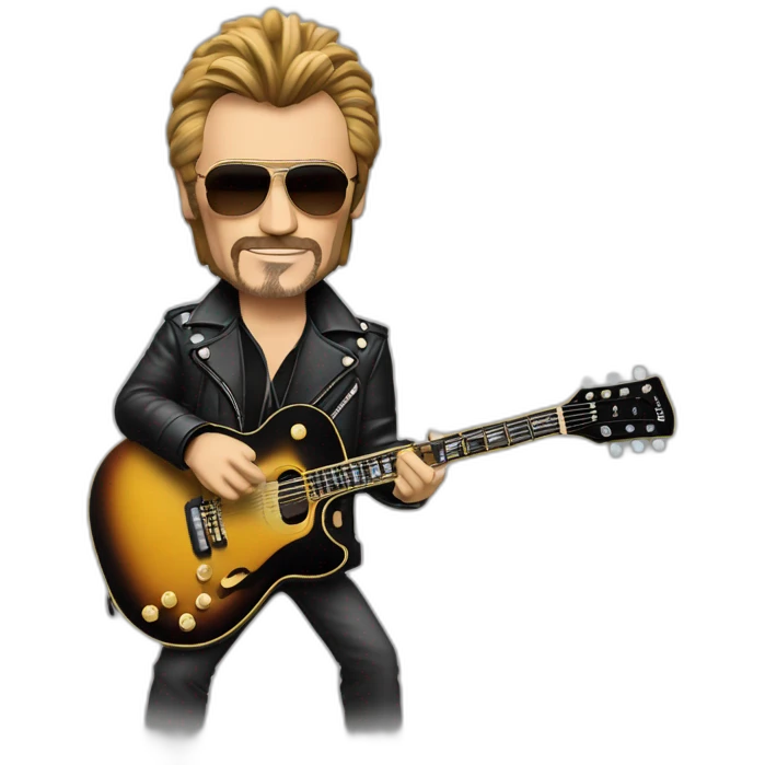 Johnny Hallyday avec une guitare less paul emoji