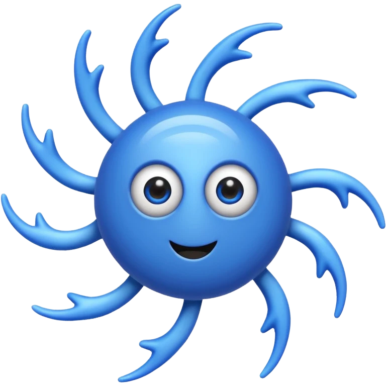 simple blue cyclone emoji with googly eyes and blue limbs emoji