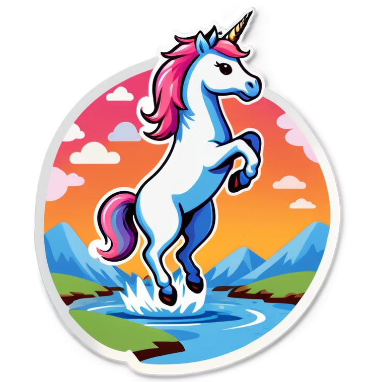 Unicorn jumping out of a river emoji