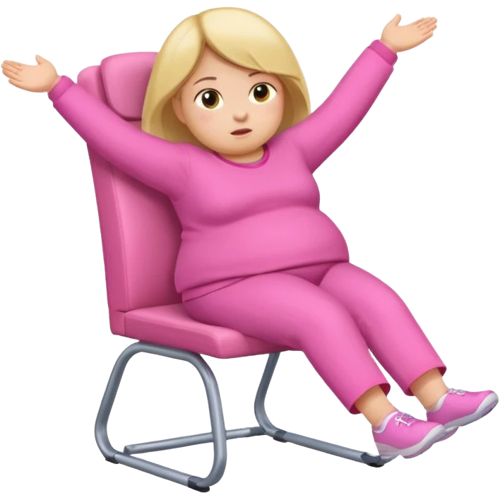 Little Girl fat but not too fat falling off of a chair half in the air chair with pink clothes on emoji